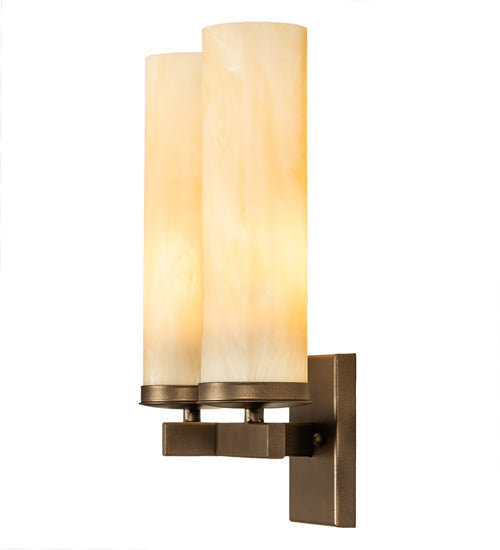 Meyda Lighting Dante 12" 2-Light Tyler Bronze Wall Sconce With Sahara Taupe Idalight Shade