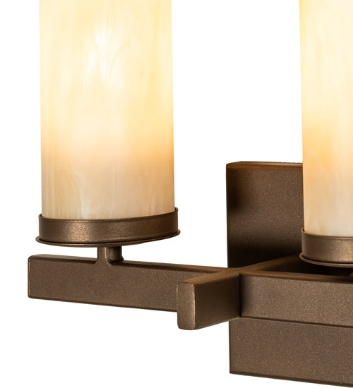 Meyda Lighting Dante 12" 2-Light Tyler Bronze Wall Sconce With Sahara Taupe Idalight Shade