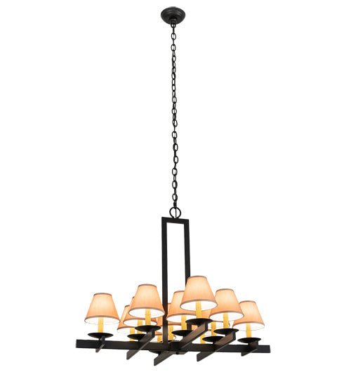 Meyda Lighting Dante 36" 12-Light Blackwash Chandelier With Beige Faille Taupe Shade