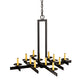 Meyda Lighting Dante 36" 12-Light Blackwash Chandelier With Beige Faille Taupe Shade