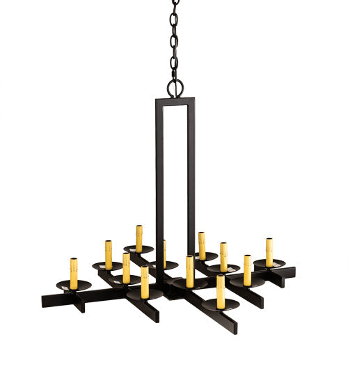 Meyda Lighting Dante 36" 12-Light Blackwash Chandelier With Beige Faille Taupe Shade
