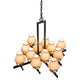 Meyda Lighting Dante 36" 12-Light Blackwash Chandelier With Beige Faille Taupe Shade