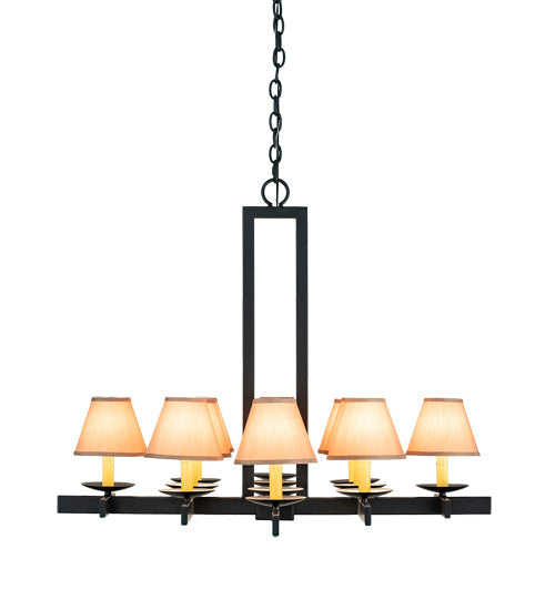 Meyda Lighting Dante 36" 12-Light Blackwash Chandelier With Beige Faille Taupe Shade