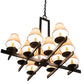 Meyda Lighting Dante 36" 12-Light Blackwash Chandelier With Beige Faille Taupe Shade