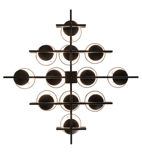 Meyda Lighting Dante 36" 12-Light Blackwash Chandelier With Beige Faille Taupe Shade