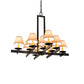 Meyda Lighting Dante 36" 12-Light Blackwash Chandelier With Beige Faille Taupe Shade