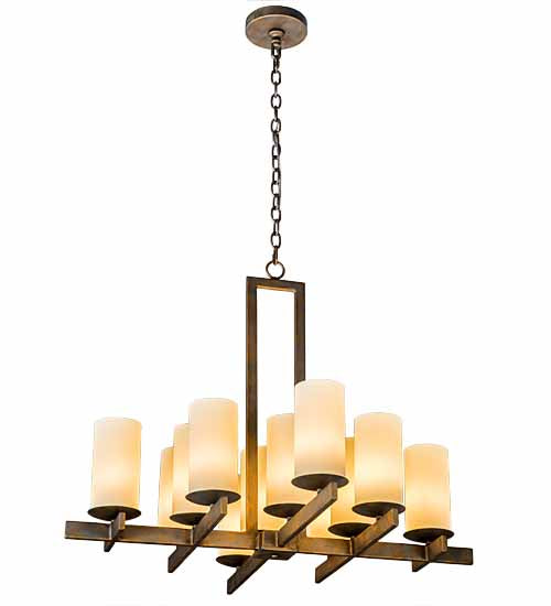 Meyda Lighting Dante 36" 12-Light French Bronze Chandelier With Ivory Provostone Idalight Shade Glass