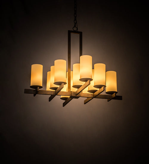 Meyda Lighting Dante 36" 12-Light French Bronze Chandelier With Ivory Provostone Idalight Shade Glass