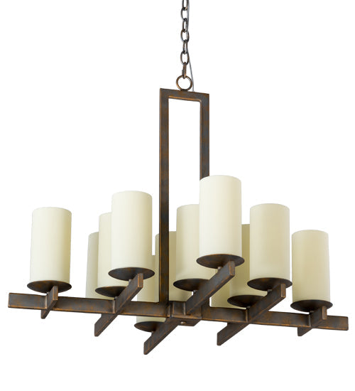 Meyda Lighting Dante 36" 12-Light French Bronze Chandelier With Ivory Provostone Idalight Shade Glass