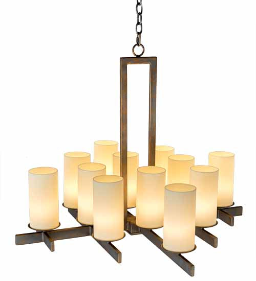 Meyda Lighting Dante 36" 12-Light French Bronze Chandelier With Ivory Provostone Idalight Shade Glass