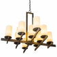 Meyda Lighting Dante 36" 12-Light French Bronze Chandelier With Ivory Provostone Idalight Shade Glass