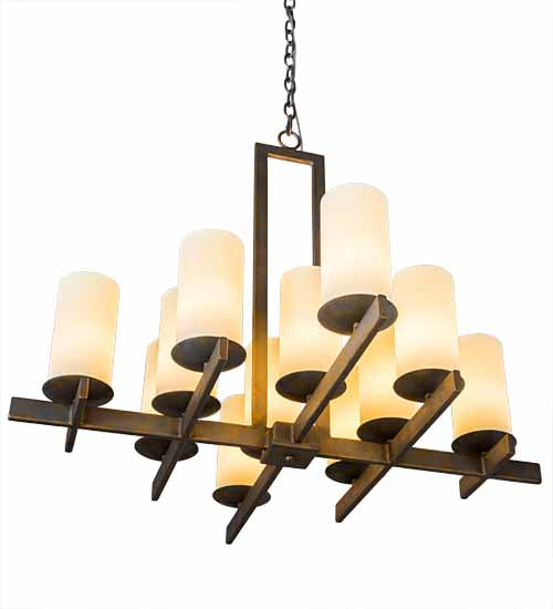 Meyda Lighting Dante 36" 12-Light French Bronze Chandelier With Ivory Provostone Idalight Shade Glass
