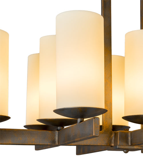 Meyda Lighting Dante 36" 12-Light French Bronze Chandelier With Ivory Provostone Idalight Shade Glass