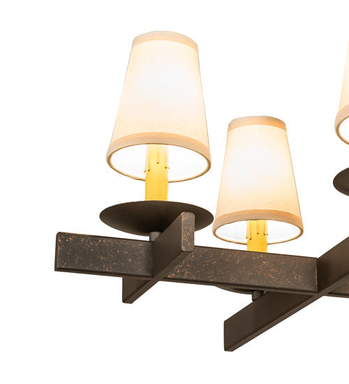 Meyda Lighting Dante 36" 8-Light Gilded Tobacco Chandelier With Ivory Textrene Shade