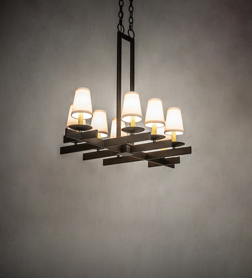 Meyda Lighting Dante 36" 8-Light Gilded Tobacco Chandelier With Ivory Textrene Shade