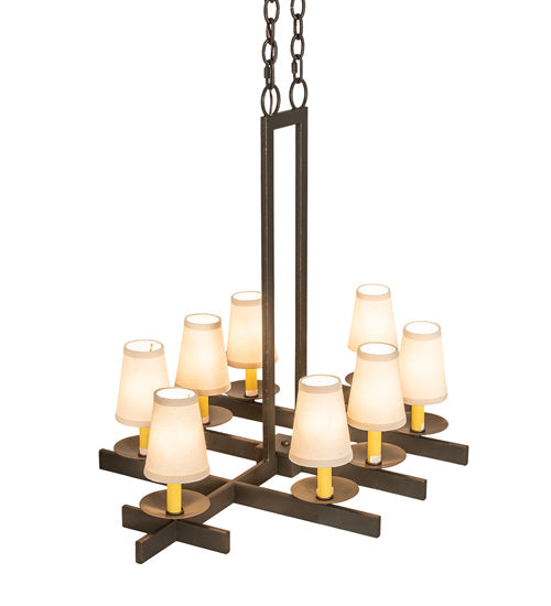 Meyda Lighting Dante 36" 8-Light Gilded Tobacco Chandelier With Ivory Textrene Shade