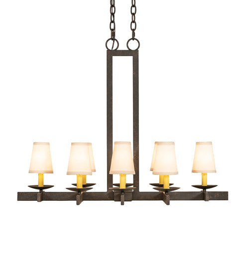 Meyda Lighting Dante 36" 8-Light Gilded Tobacco Chandelier With Ivory Textrene Shade