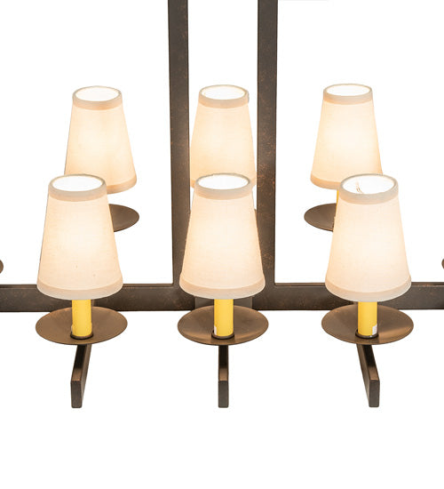 Meyda Lighting Dante 36" 8-Light Gilded Tobacco Chandelier With Ivory Textrene Shade
