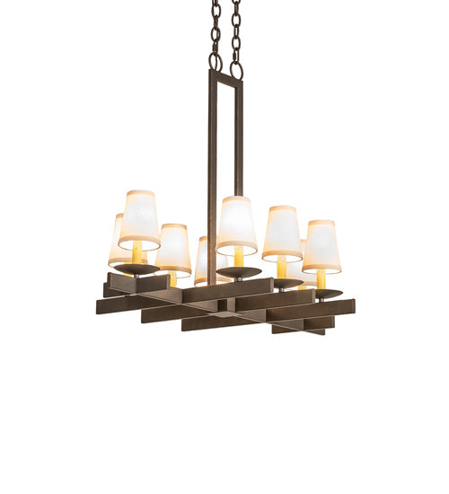 Meyda Lighting Dante 36" 8-Light Gilded Tobacco Chandelier With Ivory Textrene Shade