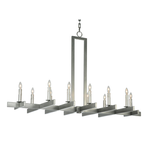 Meyda Lighting Dante 48" 12-Light Pewter Chandelier With White Textrene Shade