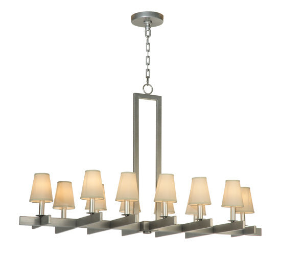 Meyda Lighting Dante 48" 12-Light Pewter Chandelier With White Textrene Shade