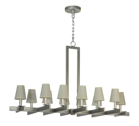 Meyda Lighting Dante 48" 12-Light Pewter Chandelier With White Textrene Shade