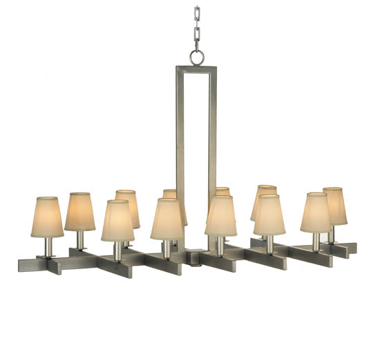 Meyda Lighting Dante 48" 12-Light Pewter Chandelier With White Textrene Shade