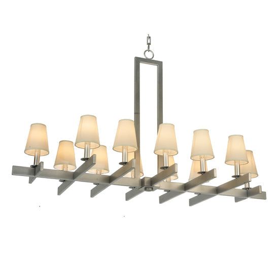Meyda Lighting Dante 48" 12-Light Pewter Chandelier With White Textrene Shade