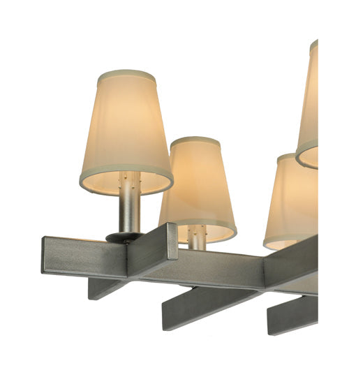 Meyda Lighting Dante 48" 12-Light Pewter Chandelier With White Textrene Shade