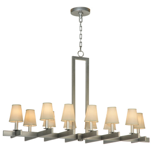 Meyda Lighting Dante 48" 12-Light Pewter Chandelier With White Textrene Shade