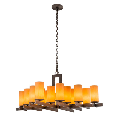 Meyda Lighting Dante 48" 18-Light Gilded Tobacco Chandelier With Amber Quartz Idalight Shade Glass