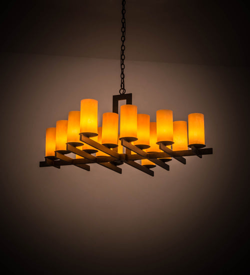 Meyda Lighting Dante 48" 18-Light Gilded Tobacco Chandelier With Amber Quartz Idalight Shade Glass
