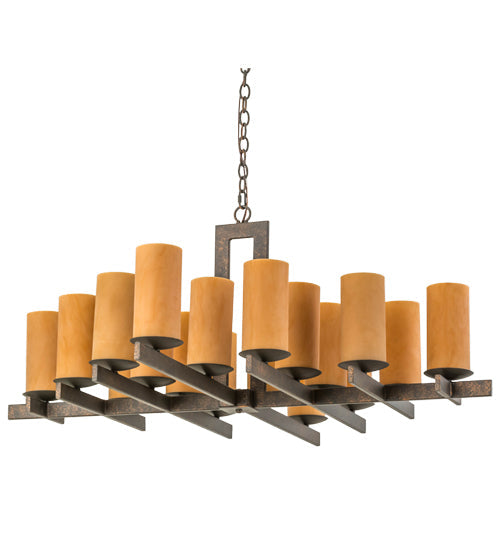 Meyda Lighting Dante 48" 18-Light Gilded Tobacco Chandelier With Amber Quartz Idalight Shade Glass