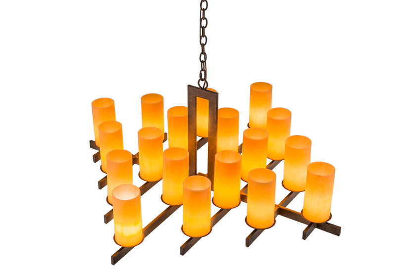 Meyda Lighting Dante 48" 18-Light Gilded Tobacco Chandelier With Amber Quartz Idalight Shade Glass
