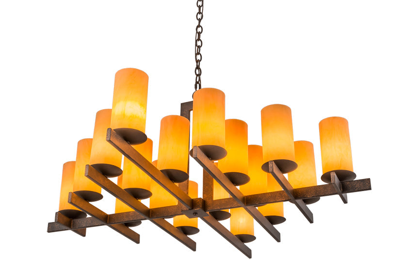 Meyda Lighting Dante 48" 18-Light Gilded Tobacco Chandelier With Amber Quartz Idalight Shade Glass