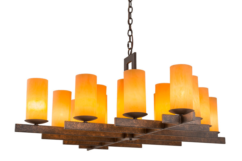 Meyda Lighting Dante 48" 18-Light Gilded Tobacco Chandelier With Amber Quartz Idalight Shade Glass