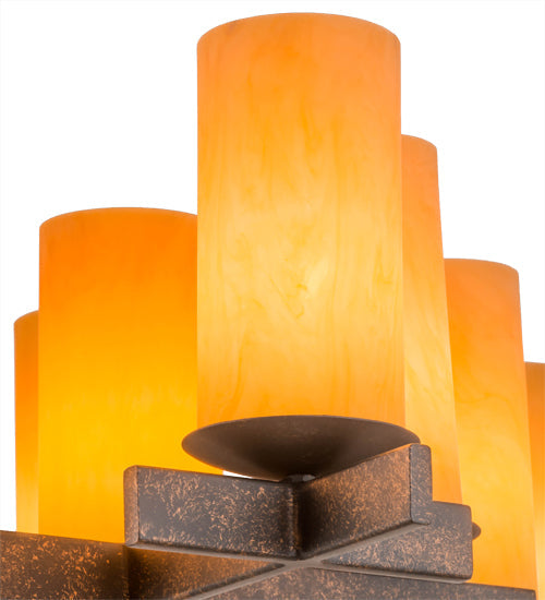 Meyda Lighting Dante 48" 18-Light Gilded Tobacco Chandelier With Amber Quartz Idalight Shade Glass
