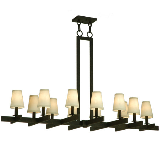 Meyda Lighting Dante 54" 12-Light Coffee Bean Island Chandelier With Ivory Textrene Shade