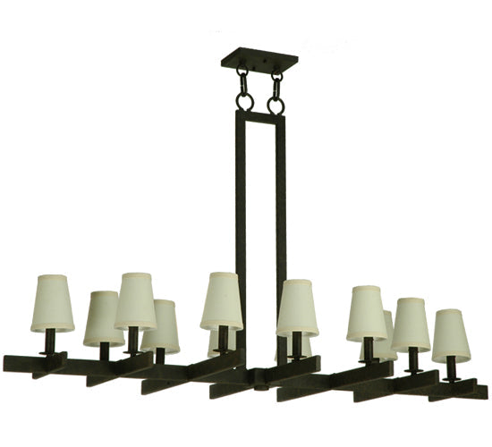 Meyda Lighting Dante 54" 12-Light Coffee Bean Island Chandelier With Ivory Textrene Shade