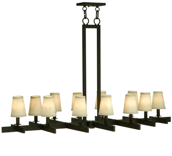 Meyda Lighting Dante 54" 12-Light Coffee Bean Island Chandelier With Ivory Textrene Shade