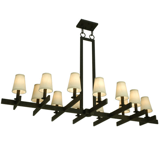 Meyda Lighting Dante 54" 12-Light Coffee Bean Island Chandelier With Ivory Textrene Shade