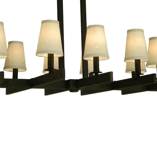 Meyda Lighting Dante 54" 12-Light Coffee Bean Island Chandelier With Ivory Textrene Shade