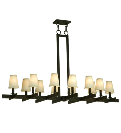 Meyda Lighting Dante 54" 12-Light Coffee Bean Island Chandelier With Ivory Textrene Shade