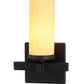 Meyda Lighting Dante 7" Blackwash Wall Sconce With Beige Tawnyrock Idalight Cylinder Shade Glass