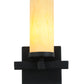 Meyda Lighting Dante 7" Blackwash Wall Sconce With Beige Tawnyrock Idalight Cylinder Shade Glass
