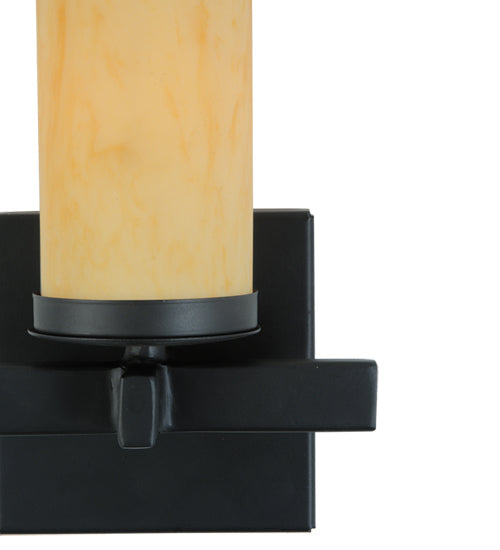 Meyda Lighting Dante 7" Blackwash Wall Sconce With Beige Tawnyrock Idalight Cylinder Shade Glass