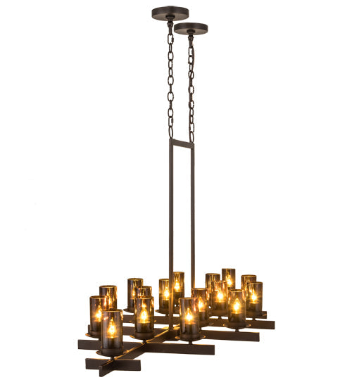 Meyda Lighting Dante 72" 16-Light Mahogany Bronze Chandelier With Clear Amber Shade Glass