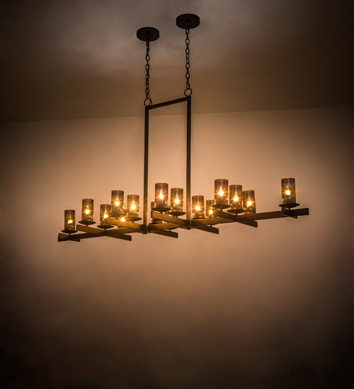 Meyda Lighting Dante 72" 16-Light Mahogany Bronze Chandelier With Clear Amber Shade Glass