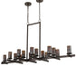 Meyda Lighting Dante 72" 16-Light Mahogany Bronze Chandelier With Clear Amber Shade Glass