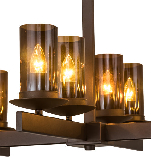 Meyda Lighting Dante 72" 16-Light Mahogany Bronze Chandelier With Clear Amber Shade Glass